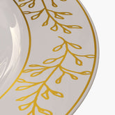 9" Gold Leaf Design Plastic Plates (120 Count) - Yom Tov Settings